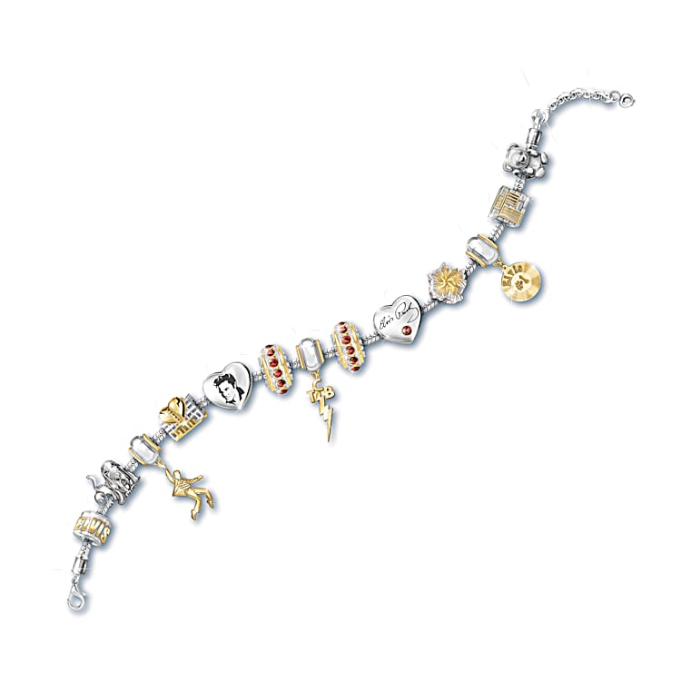 Legend Of Elvis Presley Womens Charm Bracelet Adorned With