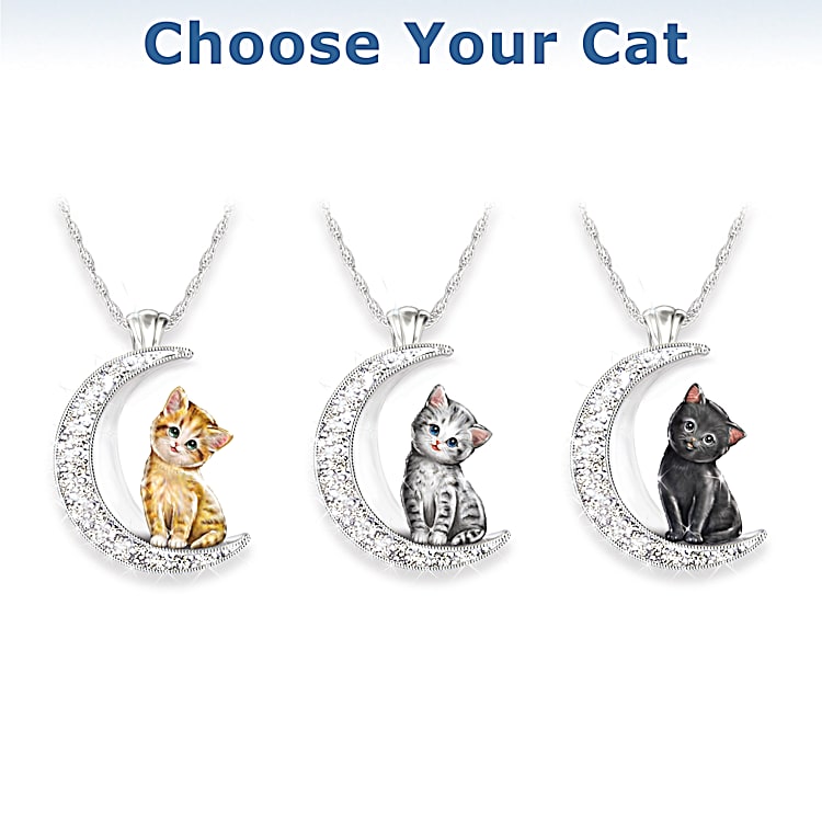 Cat moon pendant necklace shop
