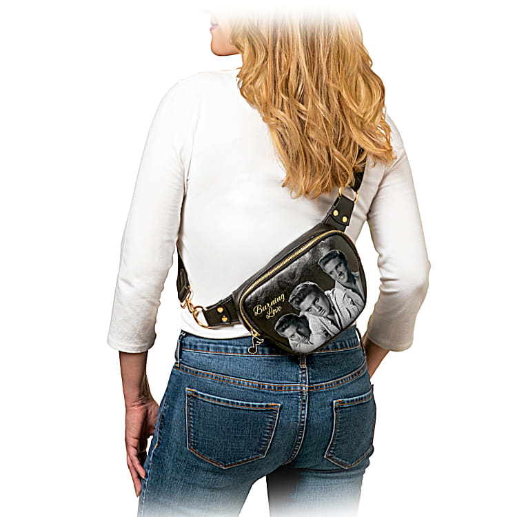 Burning Love Womens Black Faux Leather Belt Bag Featuring Black
