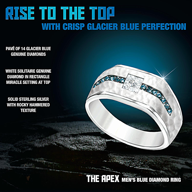 The Apex Sterling Silver Ring Featuring A Hammered Texture Adorned With A White Solitaire Diamond Surrounded
