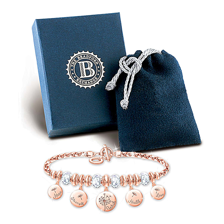 Natures Healing Wishes Womens 18K Rose Gold Plated Copper Charm