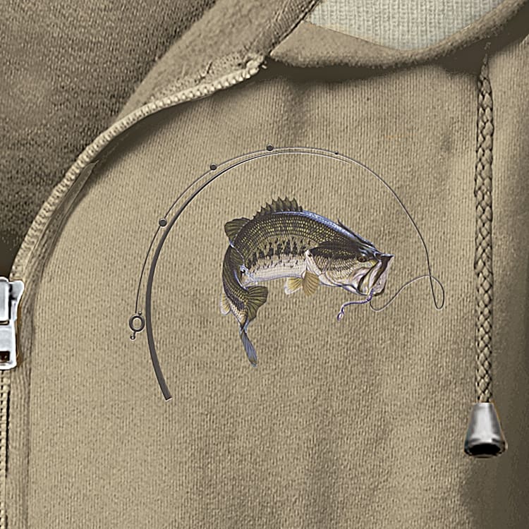 Fish On! Mens Full-Zip Hoodie Featuring Fishing Art By Fish On! Mens Full-Zip Hoodie Featuring Fishing Art By