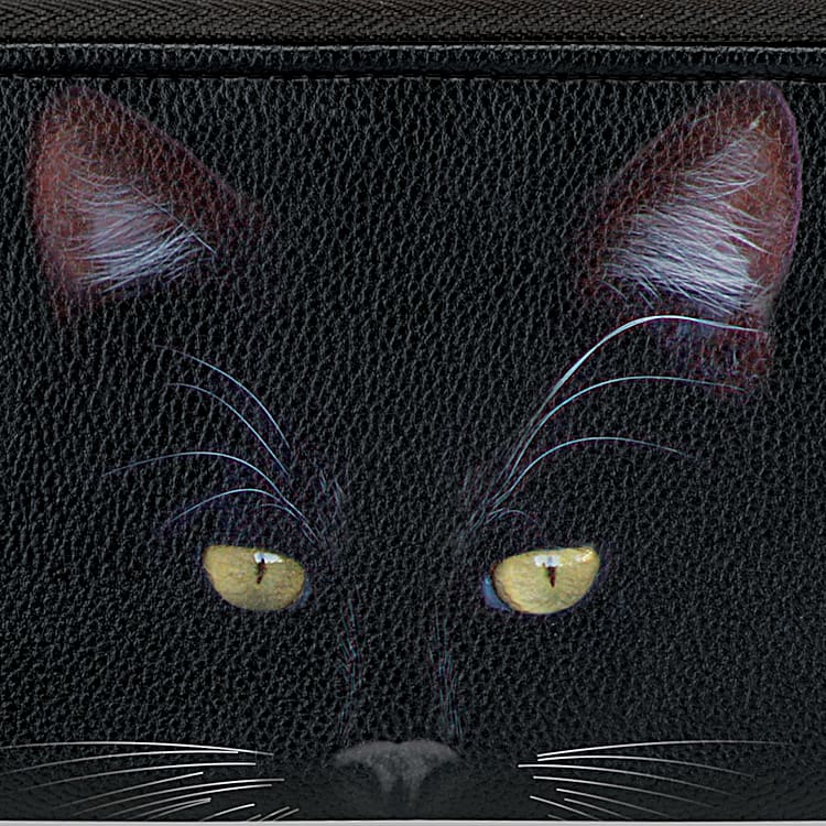 Leather Wallet Hand Painted Long Leather Wallet. Cat Wallet. 