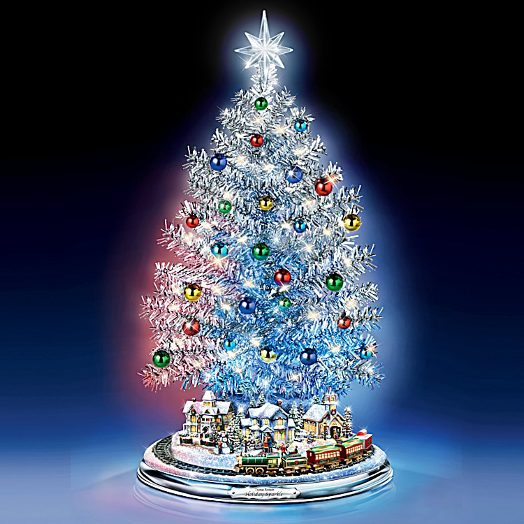 Silver Blessings Tabletop Christmas Tree Adorned With Color