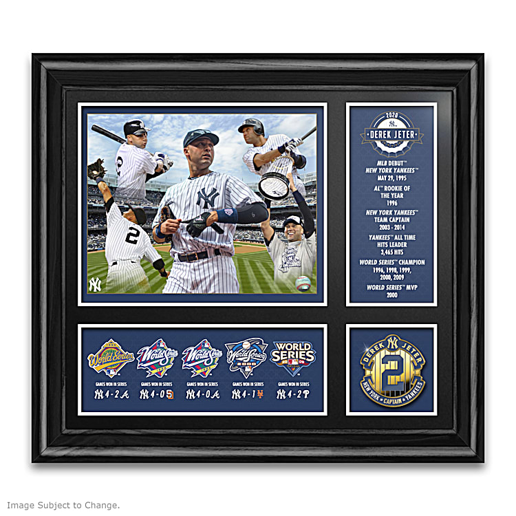 Derek Jeter: New York Yankees All-Time Great MLB Framed Wall Decor  Featuring Historic Photos, Career Highlights, & Stats With A 22K Gold-Plated  Raised-Relief Medallion