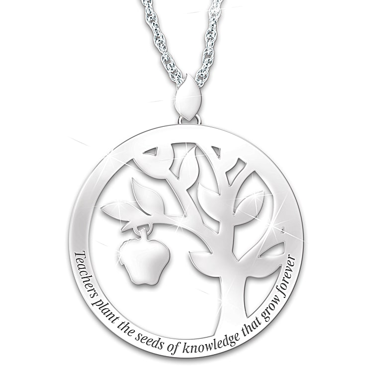 Tree Of Knowledge Pendant Necklace With 18K Gold Plated Accents Featuring A Sculpted Tree With A