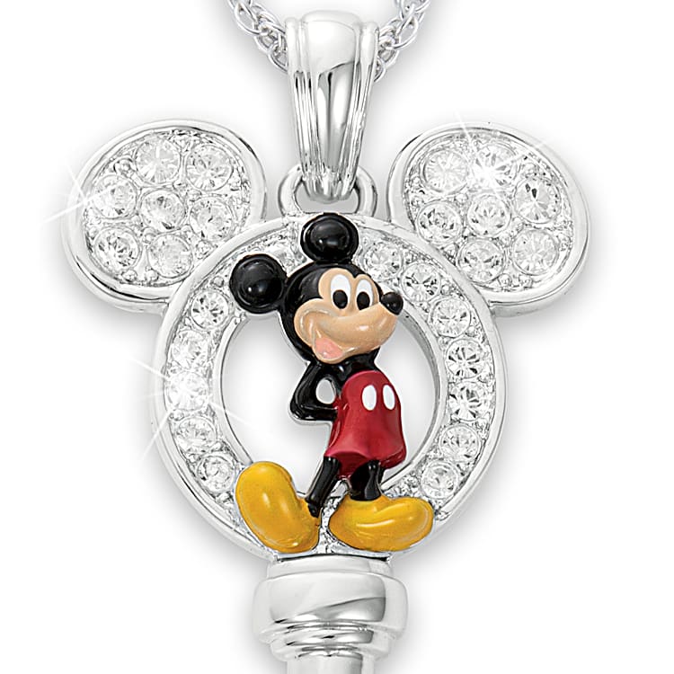 Disney Mickey Mouse key ring, White, Rhodium plated