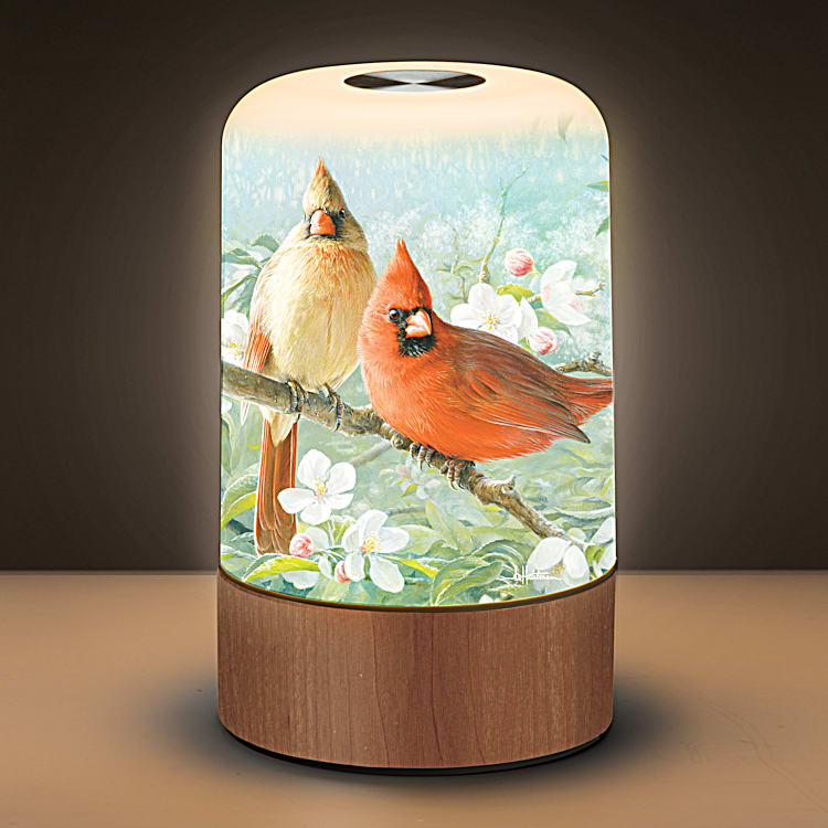 Cheerful Cardinals Rechargeable Touch Activated Accent Lamp Featuring Songbird Art By Artist Joseph Hautman