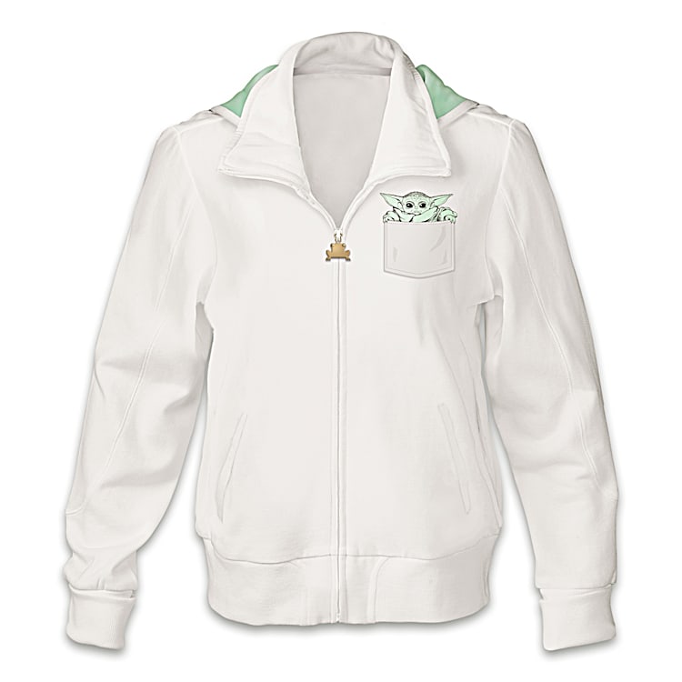 STAR WARS The Mandalorian The Child Knit Hoodie Featuring Printed Art Of The Child With The Words The Force Is Strong With This Little One On The Back