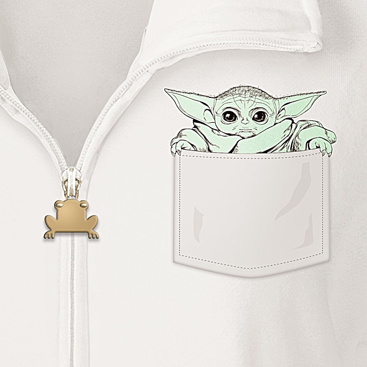 STAR WARS The Mandalorian The Child Knit Hoodie Featuring Printed Art Of The Child With The Words The Force Is Strong With This Little One On The Back