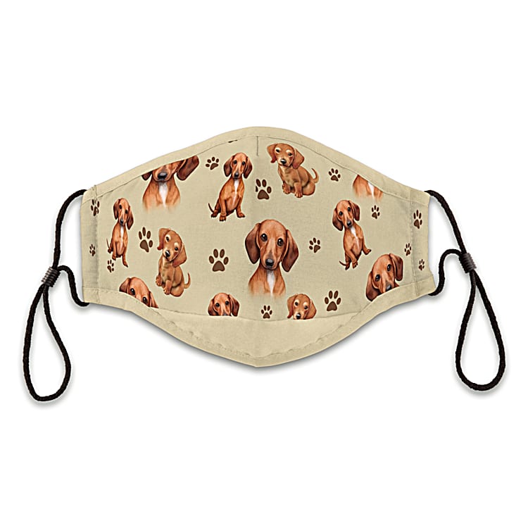 Dachshund Love Adjustable Face Mask Set With An Inside Pocket That