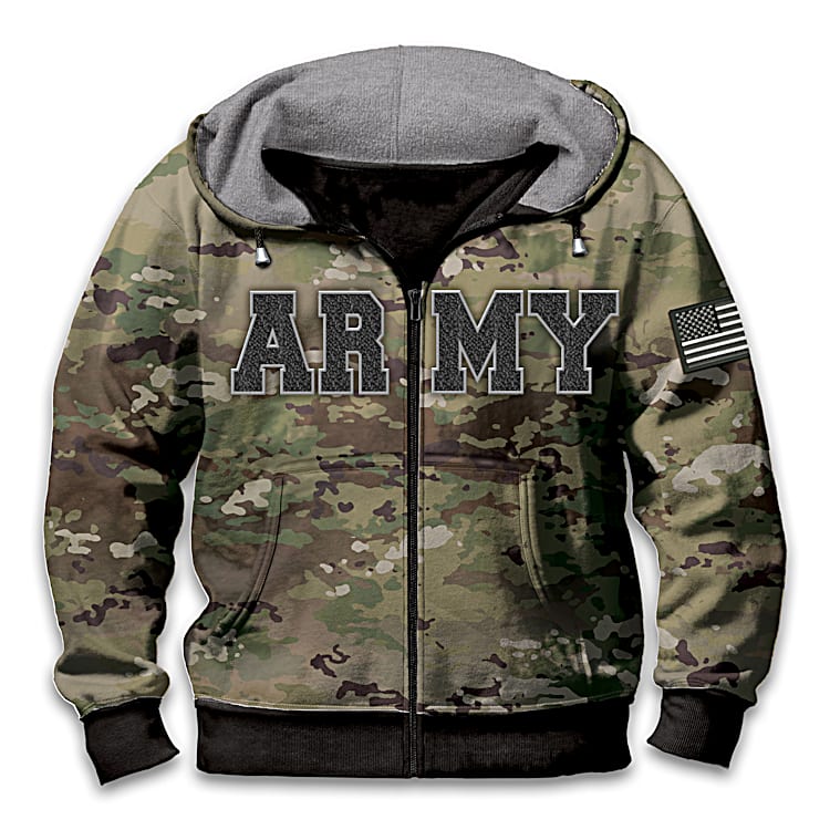 U.S. Army Cotton Blend Full Zip Men s Camo Hoodie