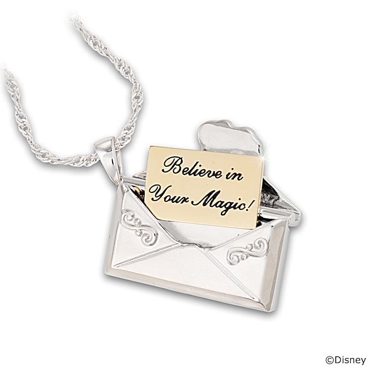 Womens Platinum Plated Letter Pendant With 18K Gold Plated Accents And A Disney Mickey Mouse Clasp