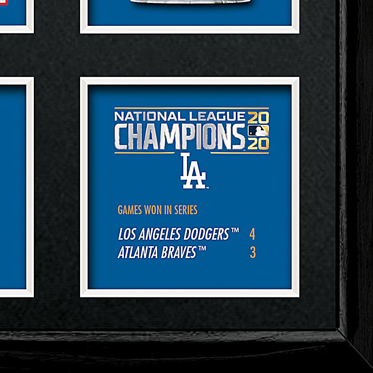 2020 MLB World Series Champions Los Angeles Dodgers Framed Wall Decor  Featuring An Image Of Key Players & The Individual Game Scores