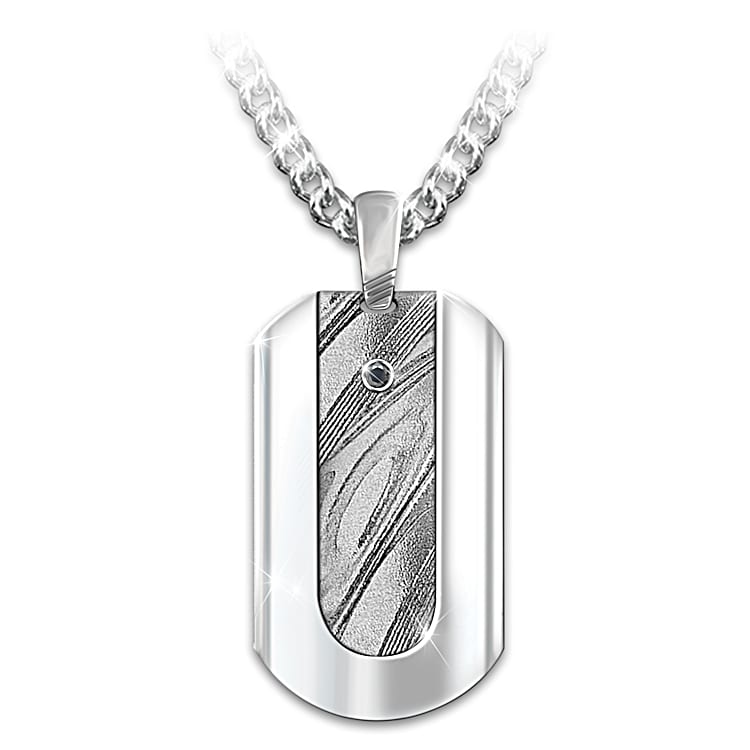 Silver Dog Tag Pendant Necklace