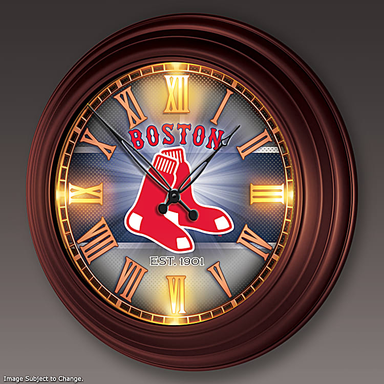 Boston Red Sox MLB Outdoor Illuminated Atomic Wall Clock Featuring A  Glass-Encased Face With Roman