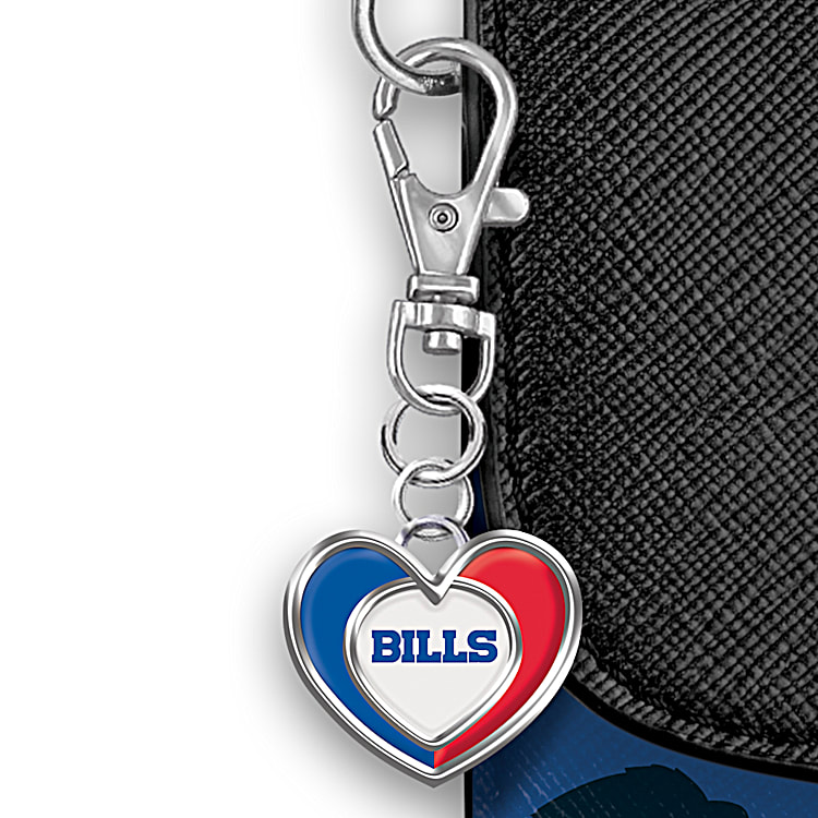 Buffalo Bills NFL Crossbody Cell Phone Handbag Featuring Team-Color  Vertical Stripes & A Repeating Logo Pattern With Heart-Shaped Charm