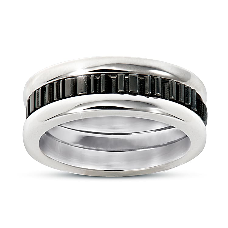 Mens Platinum Plated Ring Engraved Inside With The Hidden Sentiment I Love You Forever And Always