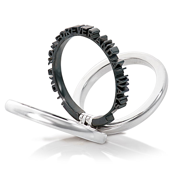 Mens Platinum Plated Ring Engraved Inside With The Hidden Sentiment I Love You Forever And Always
