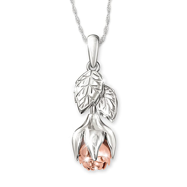 Blooming Rose Of Love Diamond Pendant Necklace With 18K Rose Gold