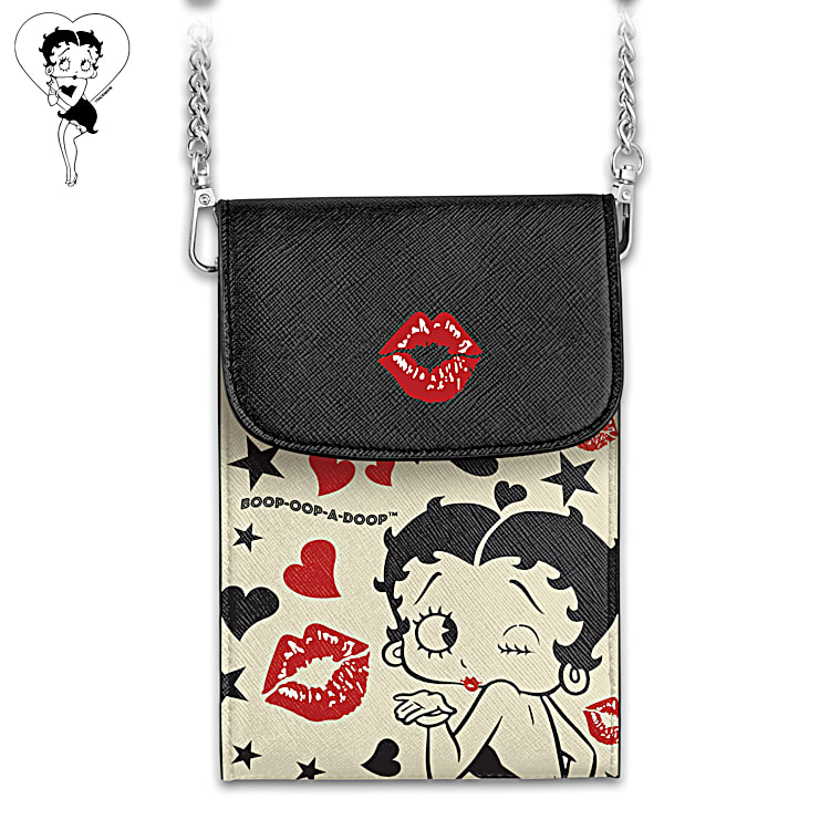 Betty Boop Kisses Faux Leather Crossbody Cell Phone Handbag