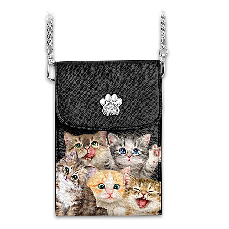 Black Cat Leatherette Crossbody Bag