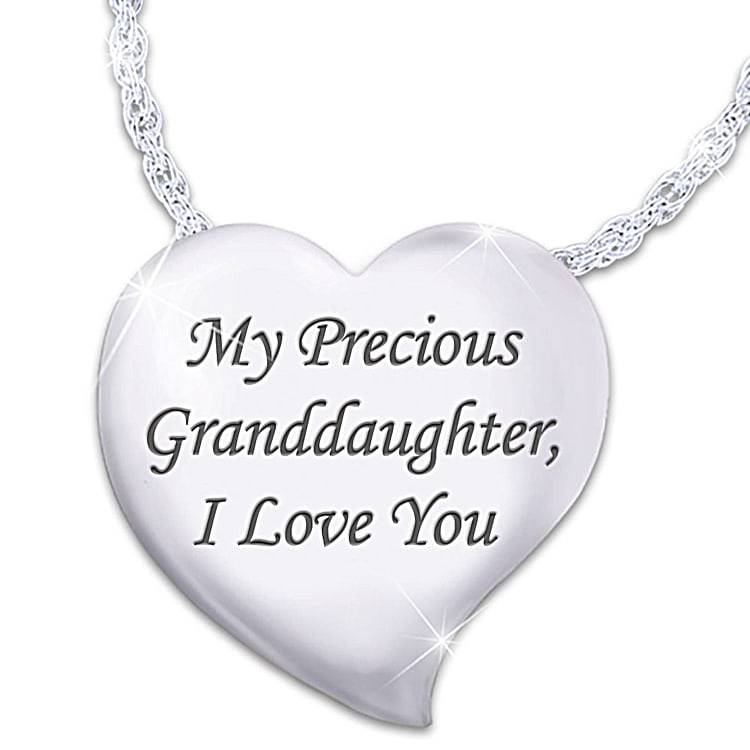 My Heart My Love My Granddaughter Sterling Silver Plated Pendant