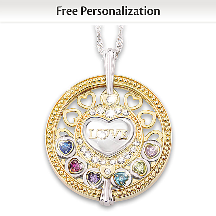 Sterling Silver Crystal Birthstone Engraved Mother's Family Pendant Sterling Silver Crystal Birthstone Engraved Mother's Family Pendant