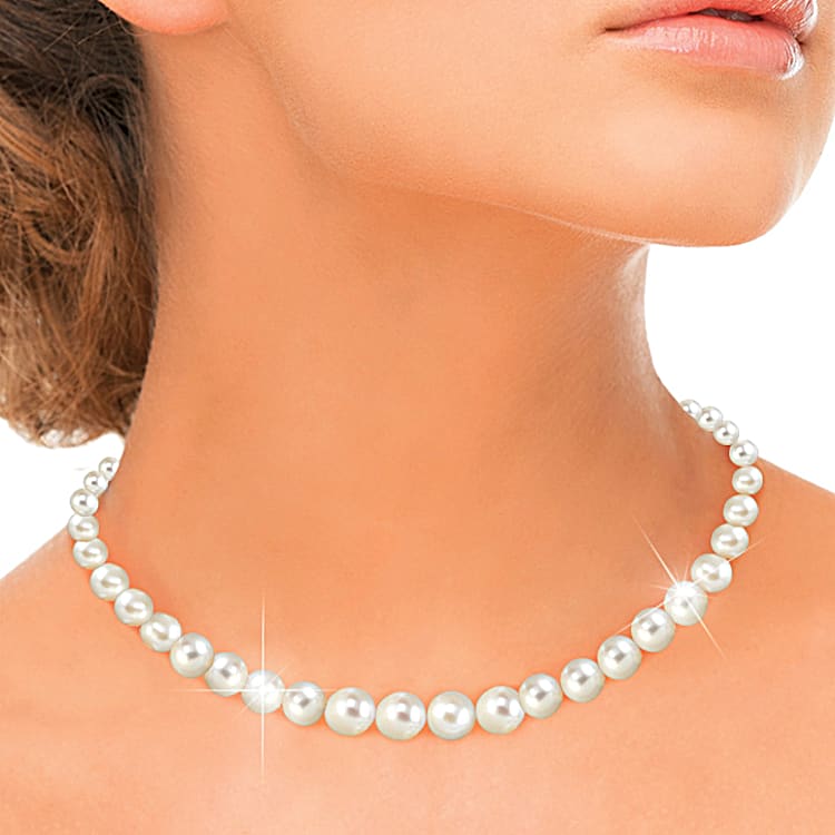 Pearls Of Wisdom Sterling Silver Plated Mother Of Pearl Necklace Inspired By Princess Diana Adorned With
