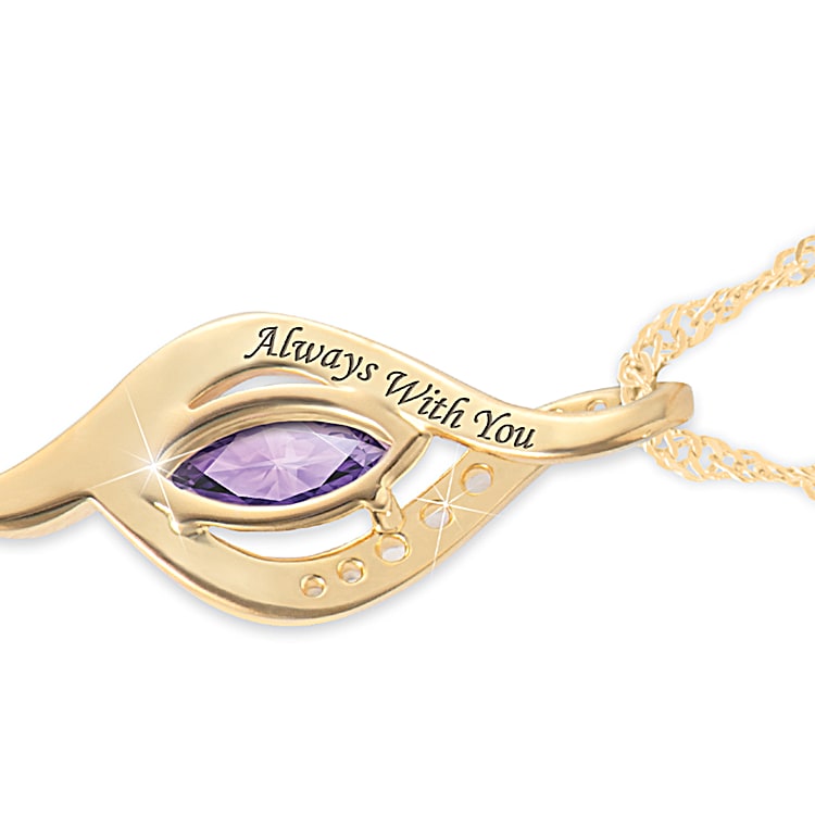 18K Gold-Plated Pendant Adorned With A Marquise-Cut Amethyst 18K Gold-Plated Pendant Adorned With A Marquise-Cut Amethyst