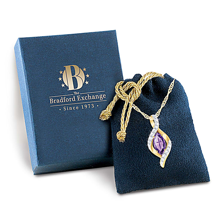 女性に人気！ 18K Gold-Plated Pendant Adorned With A Marquise-Cut Amethyst アクセサリー