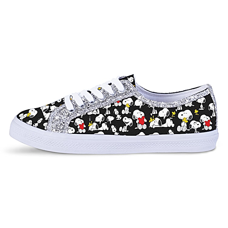 PEANUTS Ever-Sparkle Womens Canvas Shoes Featuring An All-Over 