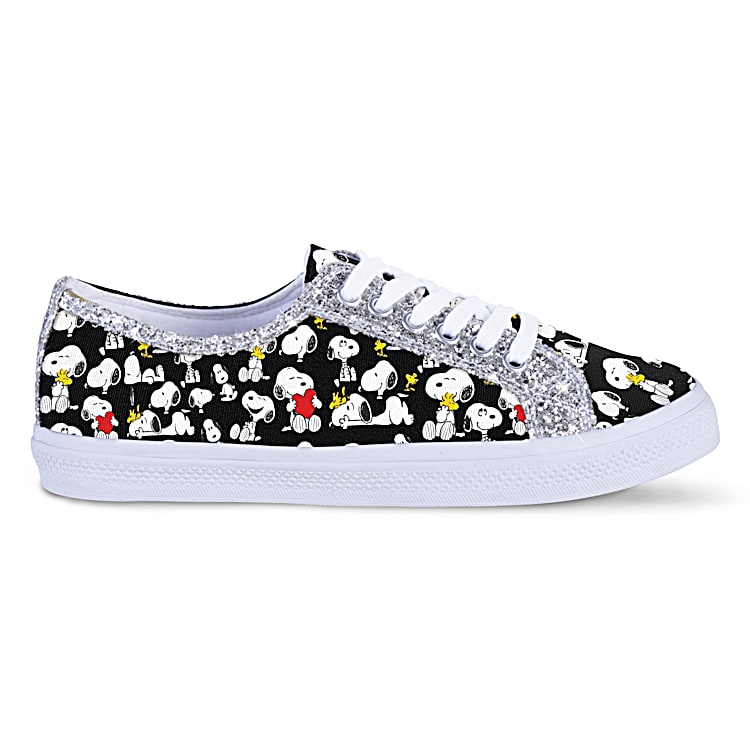 PEANUTS Ever-Sparkle Womens Canvas Shoes Featuring An All-Over 