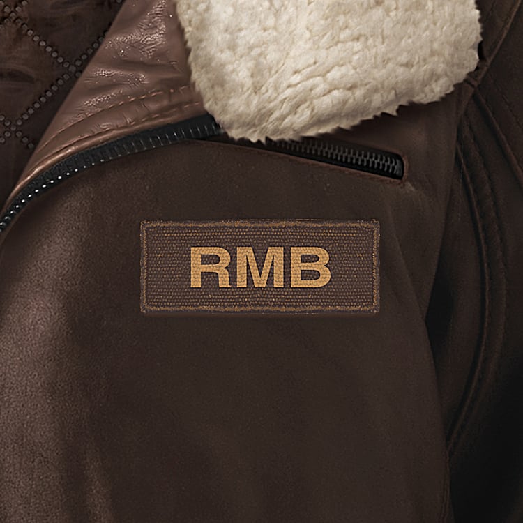 Leather Aviator Brown Leather Bomber Jacket With Detachable Faux Shearling Collar And An Applique Patch Personalized