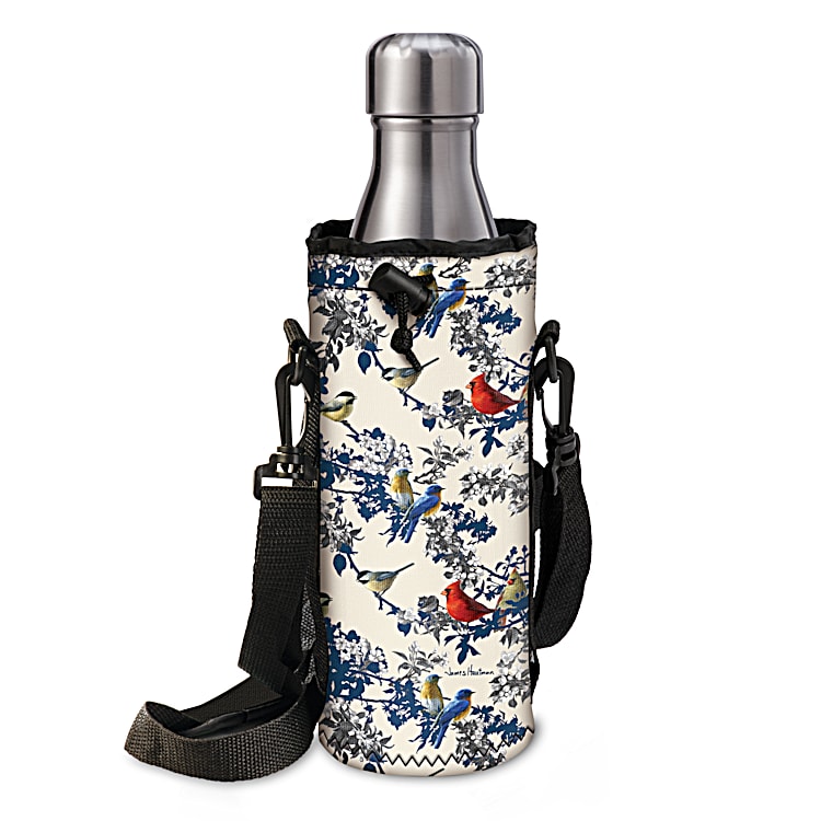 Neoprene Water Bottle Carrier Bag with Detachable Phone Pocket for