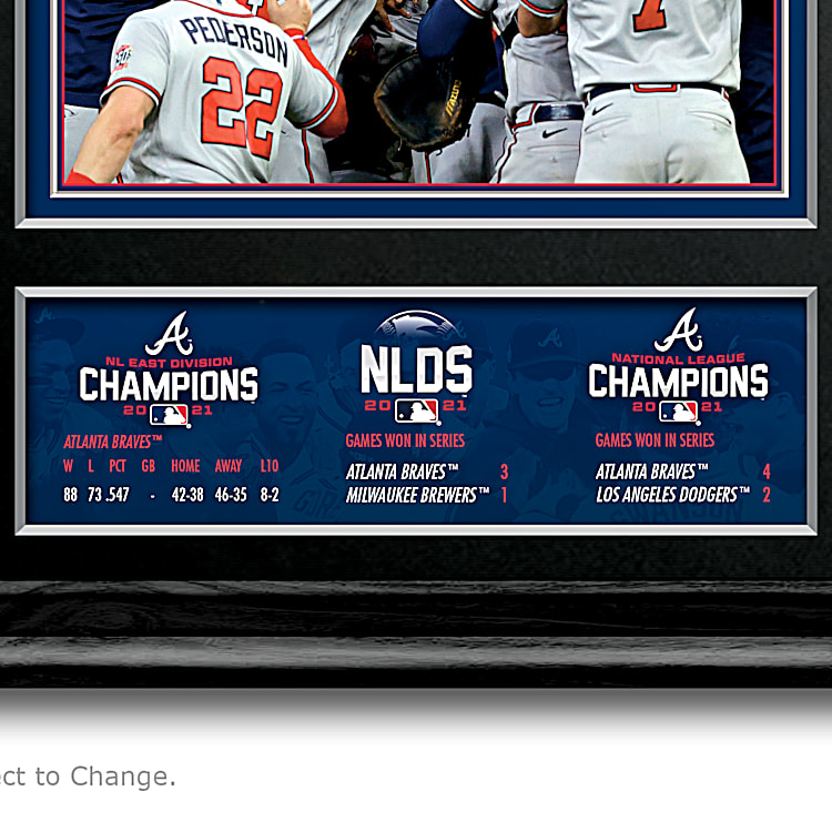 2021 MLB World Series Champions Atlanta Braves Framed Wall Decor Featuring  An Image Of Key Players & The Individual Game Scores