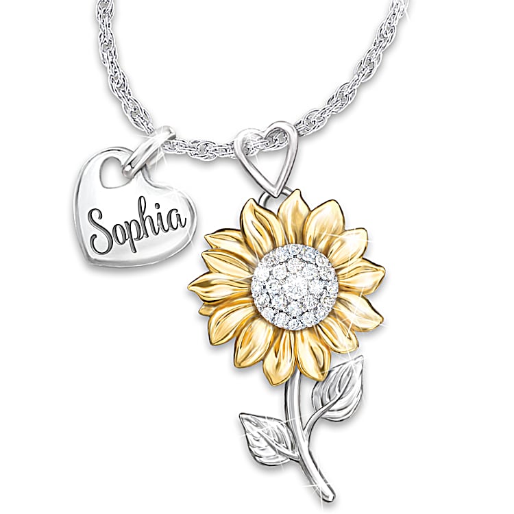 Engraved sunflower necklace top