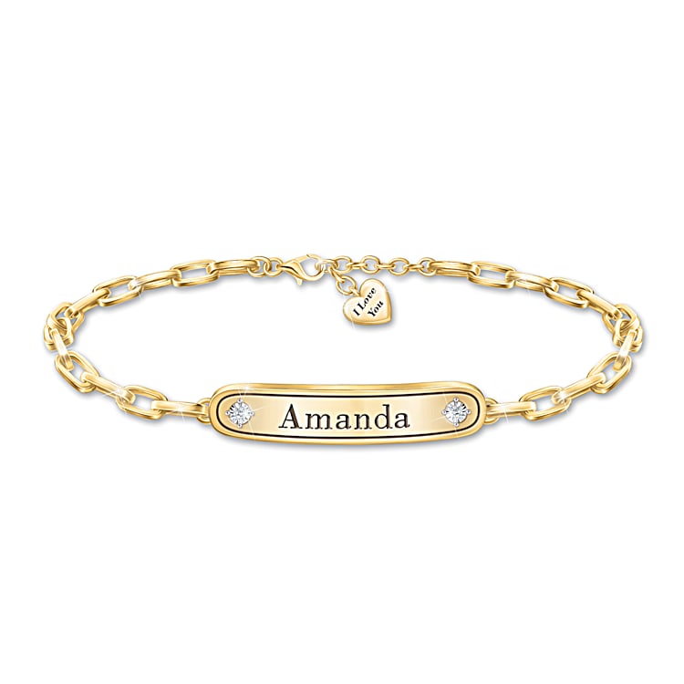 Gold plated name bracelet store