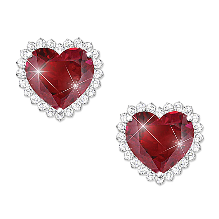 Ruby heart earrings online
