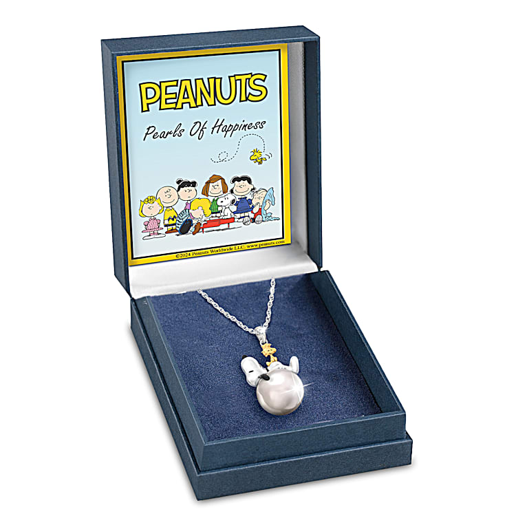 PEANUTS Platinum-Plated Snoopy And Woodstock Pendant Adorned