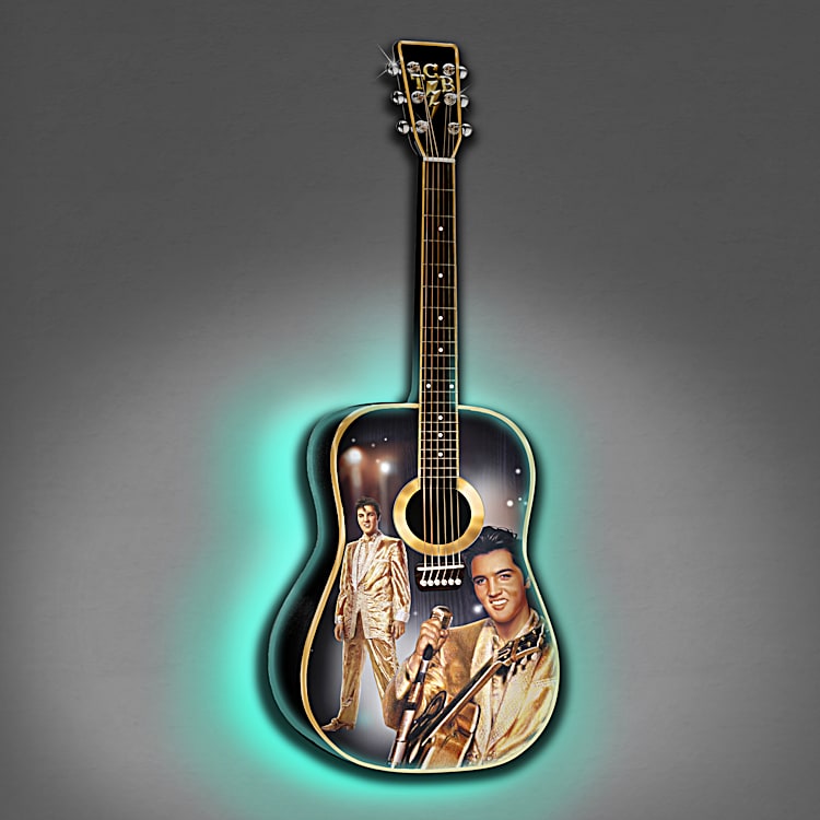 Six-String Guitar Sculpture Adorned With Elvis Art By Artist