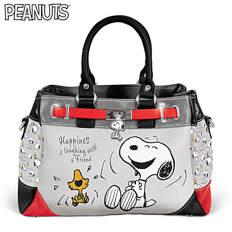 PEANUTS Snoopy Handbag With Adjustable Shoulder Strap Featuring Pebbled Faux Leather And A Charm