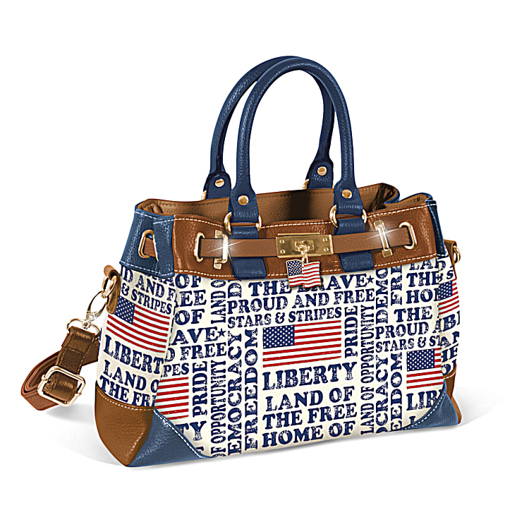 All American Handbag With Adjustable Shoulder Strap Featuring Pebbled Faux Leather And A Charm