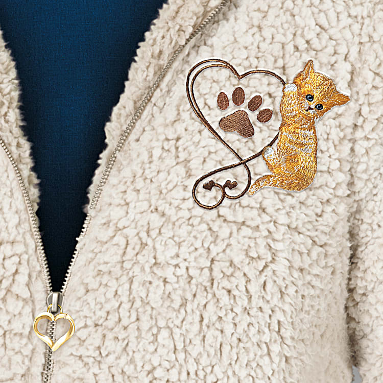 Women's Cat-Themed Sherpa Jacket – Gift For Cat Lovers Women's Cat-Themed Sherpa Jacket – Gift For Cat Lovers