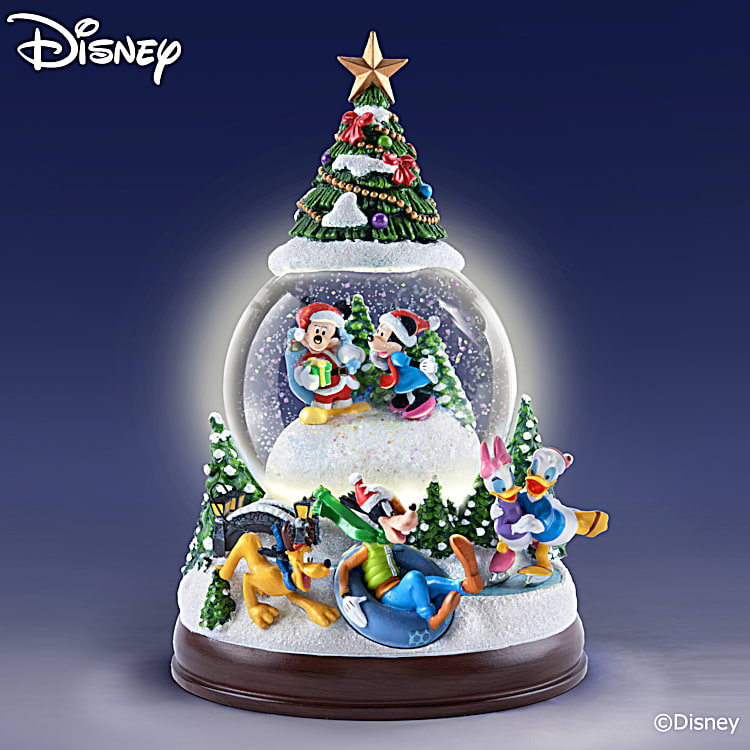 Illuminated Christmas Snowglobe With Sculpted Disney