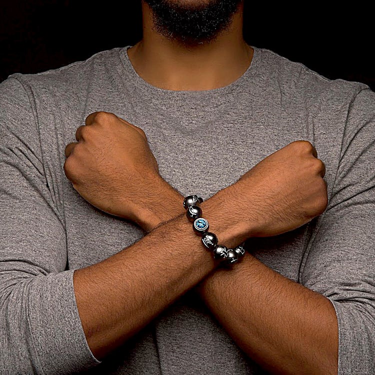 Black Panther Bracelet With Rose Gold Spacer Beads