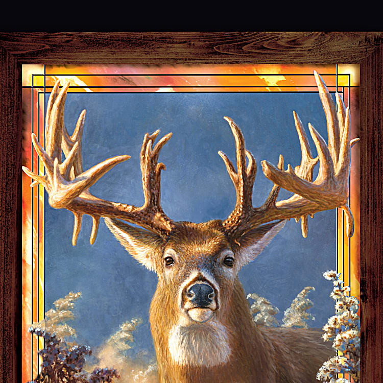 Close Encounter Illuminated Framed Wall Decor Adorned With Deer