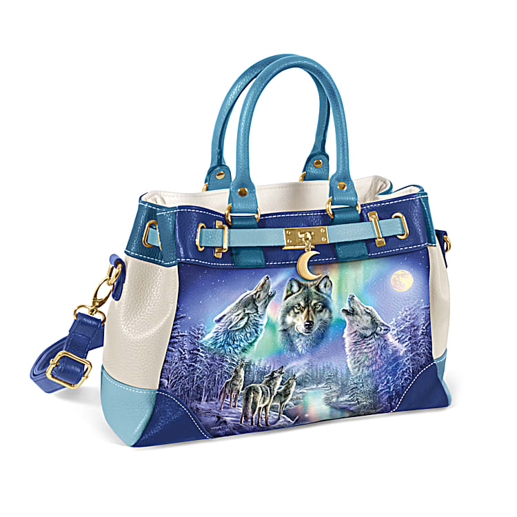 Mystic Spirit Faux Leather Fashion Handbag With Gold Toned