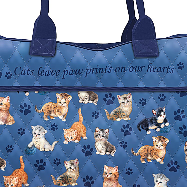 Kitty Cats On the Go Quilted Poly Twill Weekender Tote Bag Adorned With Cat  Art By Artist Jurgen Scholz & Comes With A Trolley Sleeve For Easy  Portability