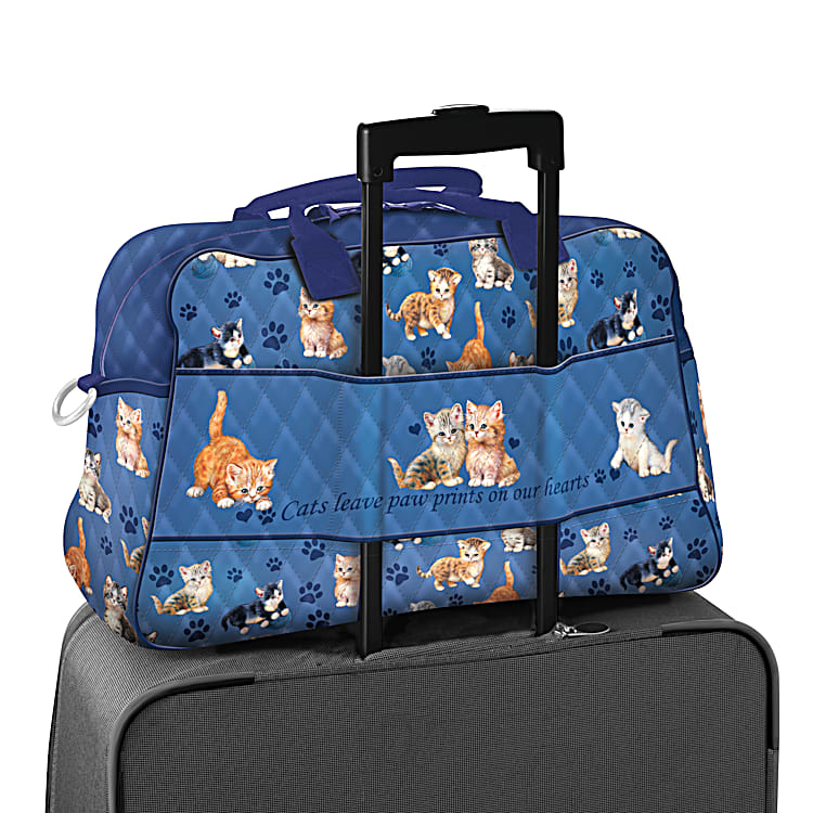Kitty Cats On the Go Quilted Poly Twill Weekender Tote Bag Adorned With Cat  Art By Artist Jurgen Scholz & Comes With A Trolley Sleeve For Easy  Portability